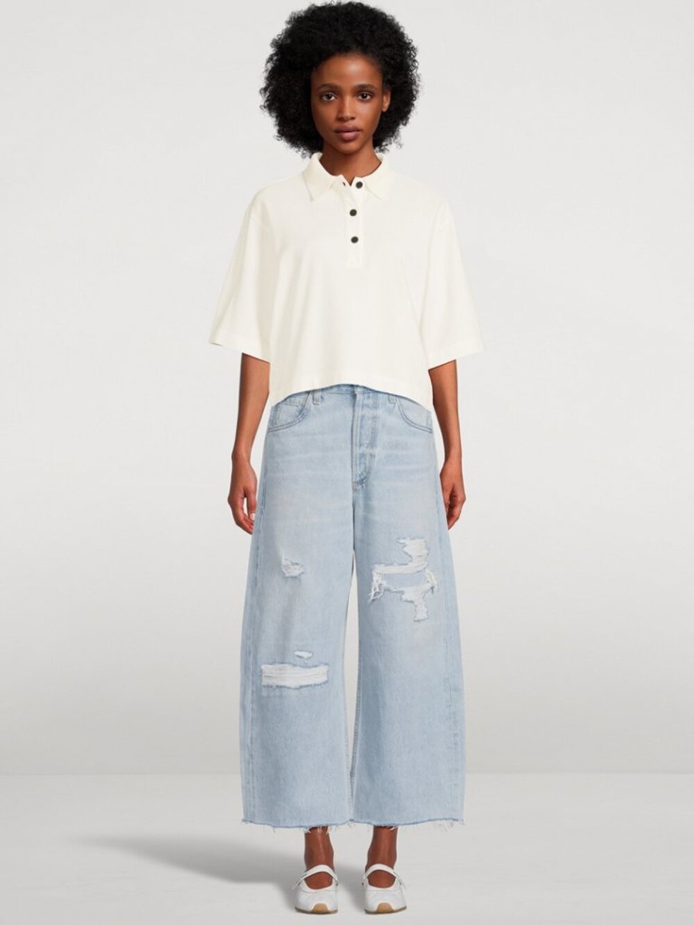 NWT Citizens of Humanity pashmina ivory Lowen crop polo